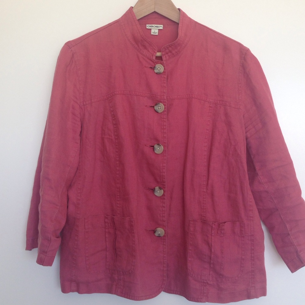 Cherokee Women's Button-Down Red Linen Jacket